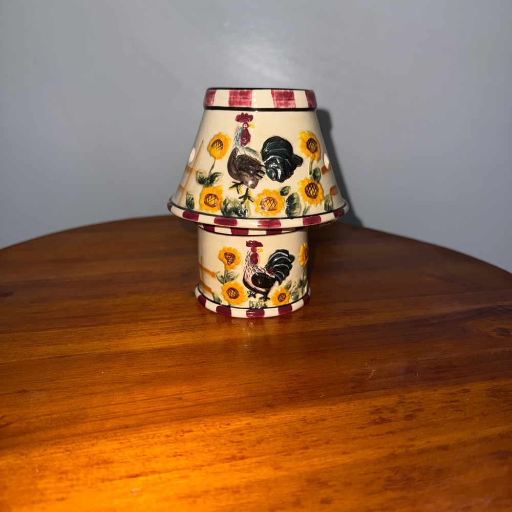 Rooster Themed Ceramic Candle Holder with Shade
